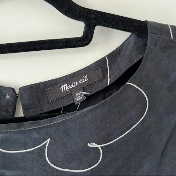 NWT Madewell Shift Long Sleeve Mini Dress in Floral True Black - Picture 9 of 10